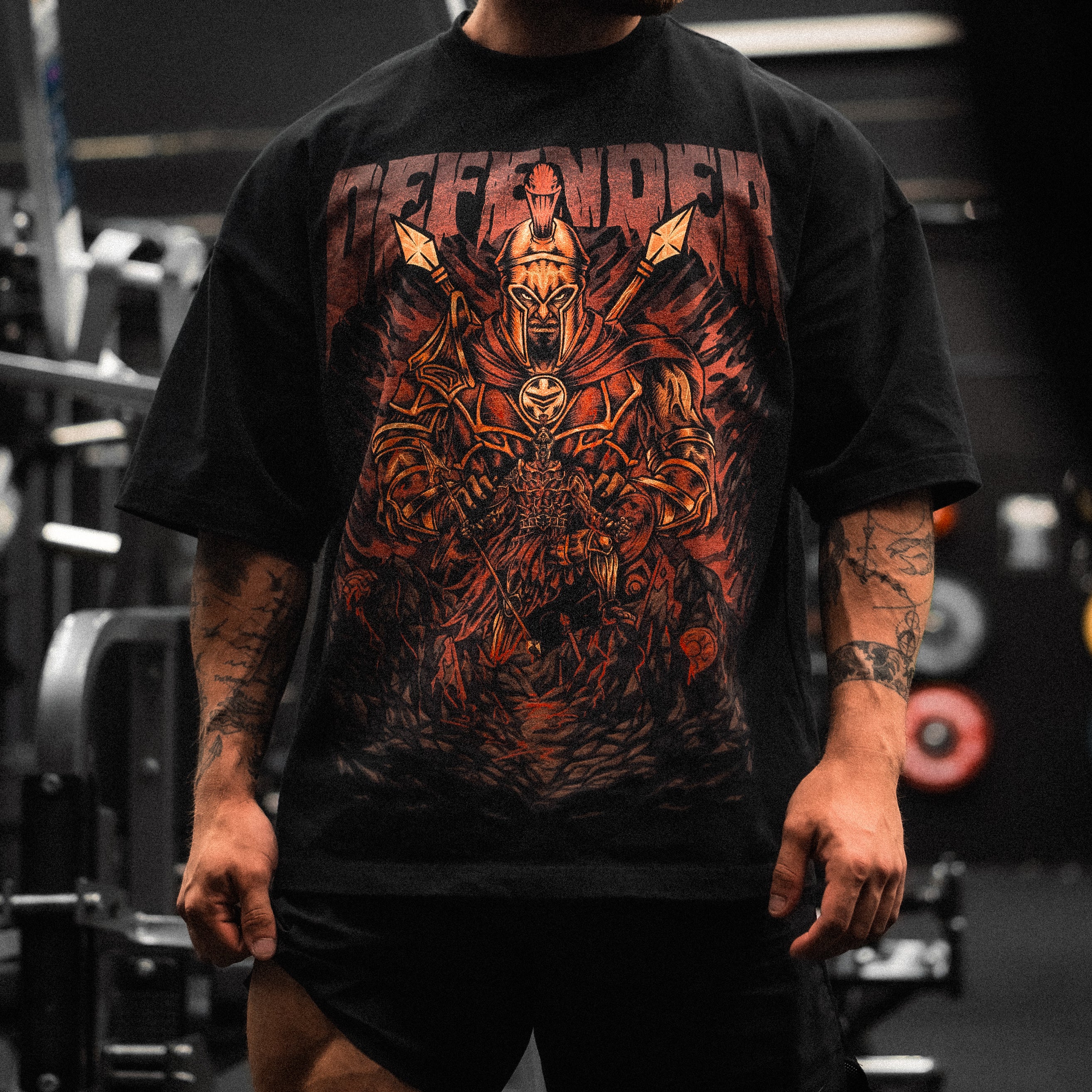Spartan Graphic Oversize T-Shirt - Black