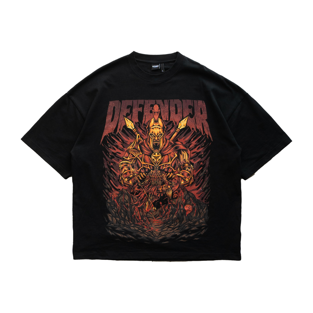 Spartan Graphic Oversize T-Shirt - Black