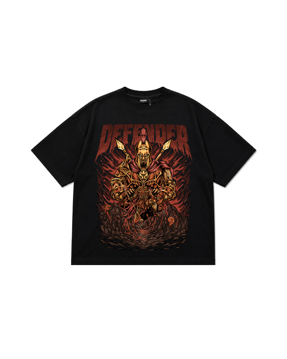 Spartan Graphic Oversize T-Shirt in black, flat lay front