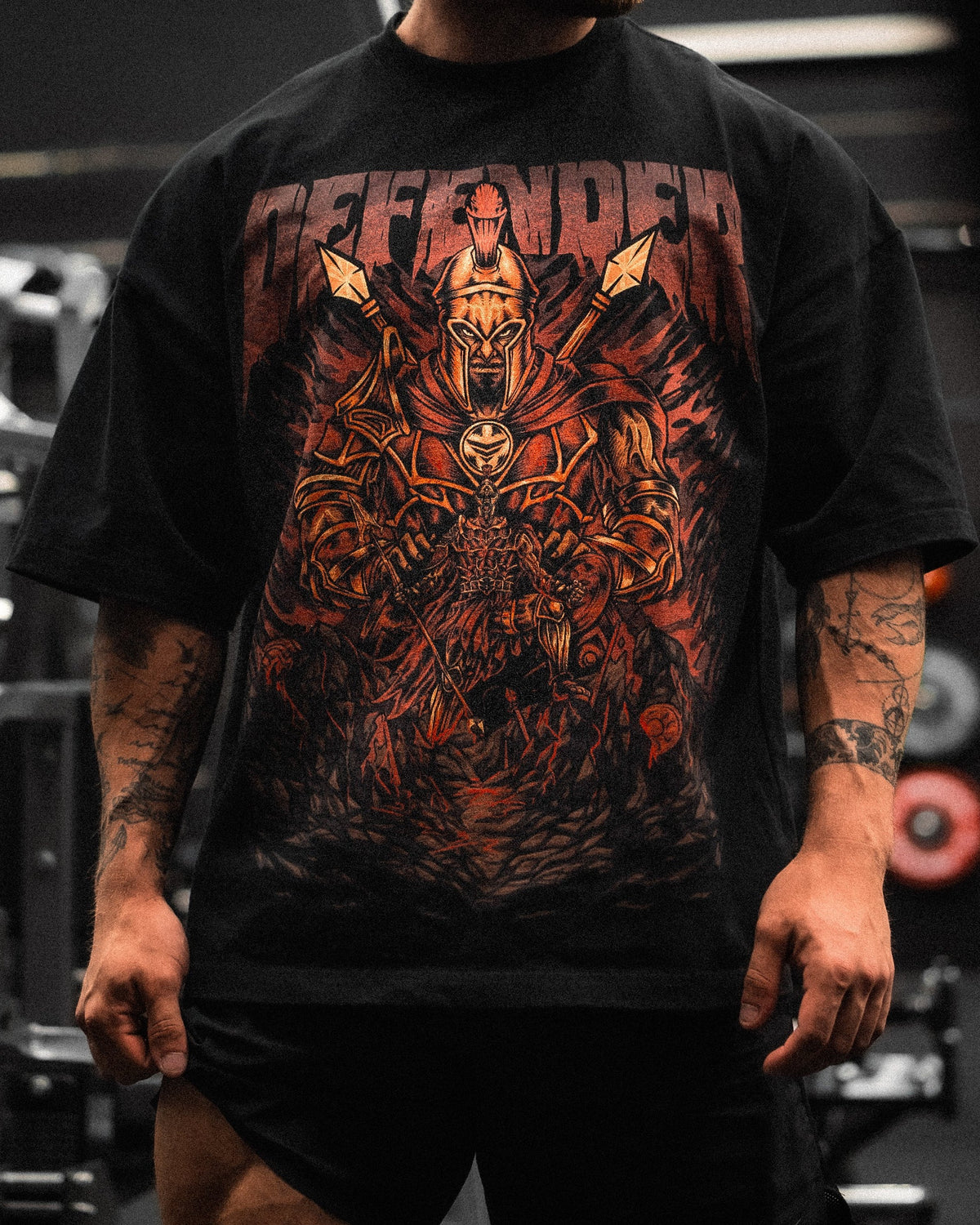 Spartan Graphic Oversize T-Shirt worn in the gym